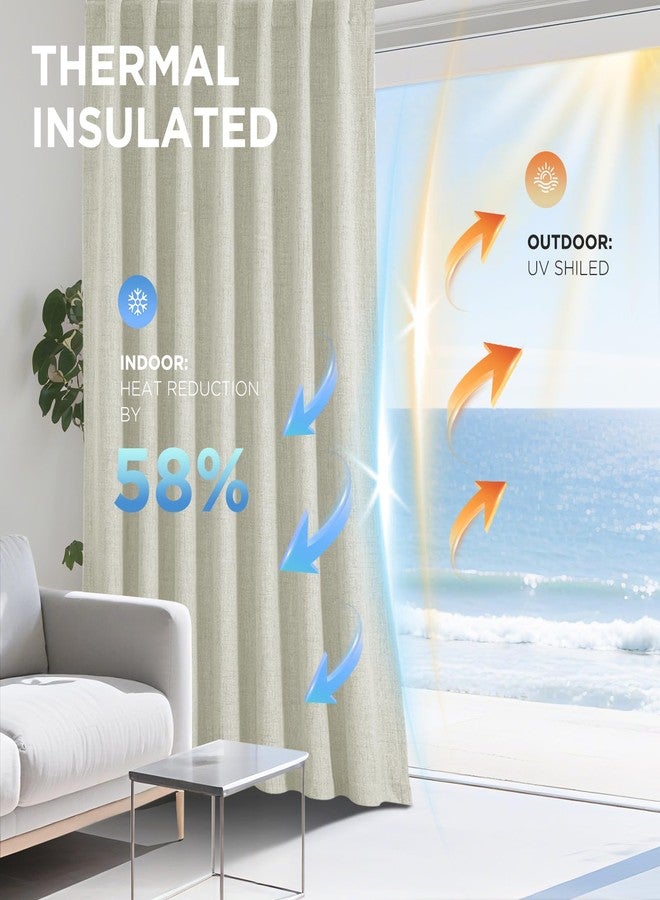 Joydeco Blackout Curtains for Bedroom - 120 Inch Long 100% Light Blocking 2 Panels Beige Drapes, Thermal Insulated Room Darkening Curtains, Linen Textured for Living Room, Rod Pocket & Back Tabs - Image 4